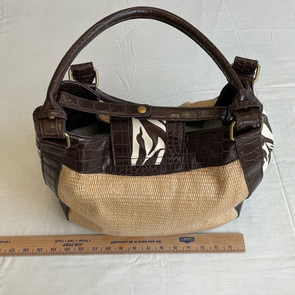 Zebra print/tan buckled purse - Picture 3 of 4